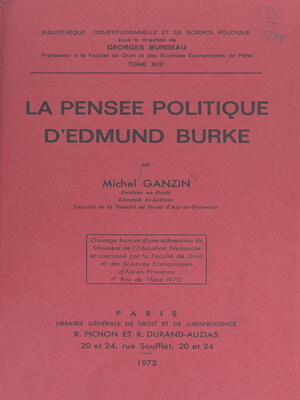 cover image of La pensée politique d'Edmund Burke